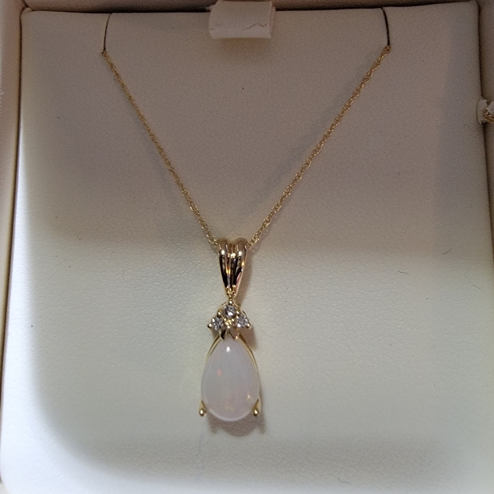 COPY - Opal necklace,  with diamonds.